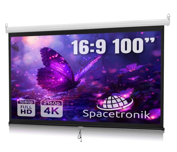 Spacetronik Ekran Projekcyjny Sufitowy Zwijany Manualnie 100" 16:9 - 1326085 - zdjęcie